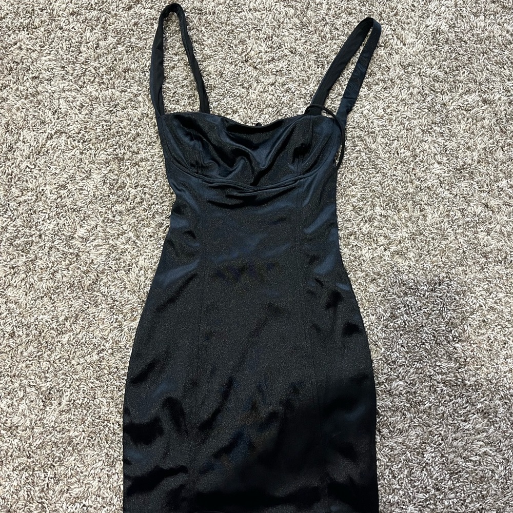 Lucy in the Sky Black Satin Dress